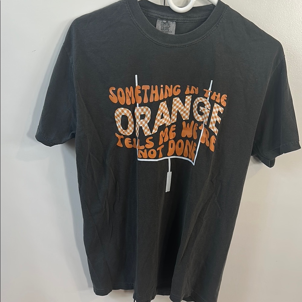 Graphic Black T-Shirt with Orange Print
